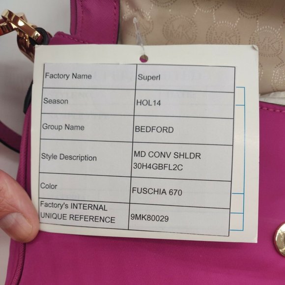 MICHAEL Kors Shoulder Satchel Handbag Purse Convertible Fuscia Gold - Picture 8 of 8